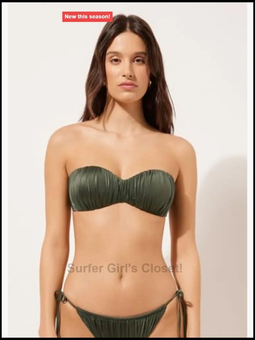 Graduated Padded Bandeau Swimsuit Top Shiny Satin